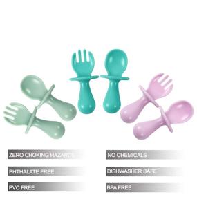 img 2 attached to 🐼 PandaEar First Training Self Feeding Baby Utensils Set (6 Pack) - Anti-Choke Silverware for Toddler Led Weaning Ages 6 Months Up