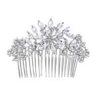 💎 crystal flower snowflake wedding hair comb - bridal hair accessory in clear silver-tone by ever faith logo