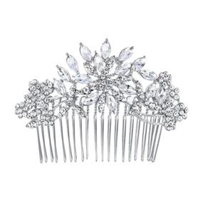 img 4 attached to 💎 Crystal Flower Snowflake Wedding Hair Comb - Bridal Hair Accessory in Clear Silver-Tone by EVER FAITH