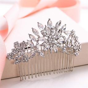 img 2 attached to 💎 Crystal Flower Snowflake Wedding Hair Comb - Bridal Hair Accessory in Clear Silver-Tone by EVER FAITH