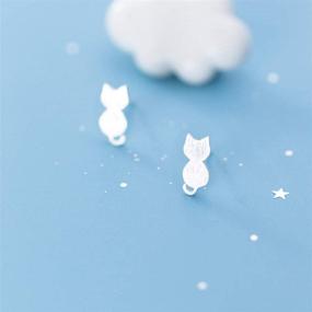 img 2 attached to 🎁 Tiny Sterling Silver Sensitive Ear Stud Earrings for Women, Teens & Girls - Cute Kitty Cat Animal Post Jewelry for Daughter, BFF - Perfect Gift for Birthday, Christmas