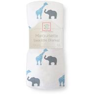 🔵 premium blue safari fun swaddledesigns marquisette swaddling blanket: high-quality cotton muslin logo