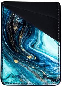 img 1 attached to Phone Card Holder UCOLOR PU Leather Wallet Pocket Credit Card ID Case Pouch 3M Adhesive Sticker On IPhone Samsung Galaxy Android Smartphones (Blue Marble)