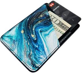 img 2 attached to Phone Card Holder UCOLOR PU Leather Wallet Pocket Credit Card ID Case Pouch 3M Adhesive Sticker On IPhone Samsung Galaxy Android Smartphones (Blue Marble)