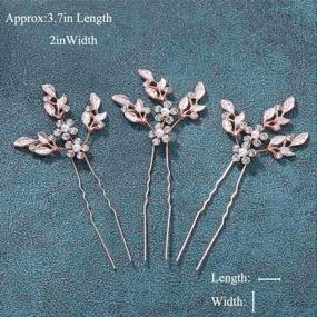 img 3 attached to 🌸 Heart Leaf Bridal Wedding Hair Pins: Crystal & Pearl Hair Accessories for Women and Girls (Pack of 3) - Rose Gold