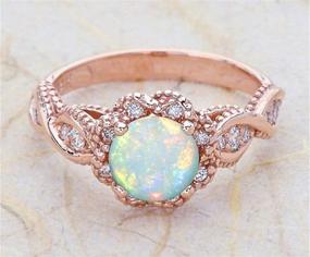 img 2 attached to 💍 Stunning Aimys Rose Gold Flower Shape Opal CZ Ring for Women - Size 6-9, Perfect for Fashion Parties and Promises