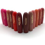 miss rose long-lasting matte lipstick set - 12 pcs multi colored: vibrant shades with smooth, ultra-matte finish logo