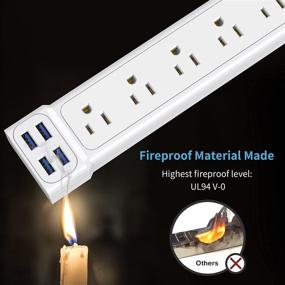 img 2 attached to 🔌 【4 Feet &amp; 6 Outlet &amp; 4 USB Port】 SUPERDANNY Surge Protector Power Strip Mountable Flat Plug Extension Cord, 900 Joules, Multiple Protection for iPhone iPad PC Home Office Dorm Travel, White - Improved SEO