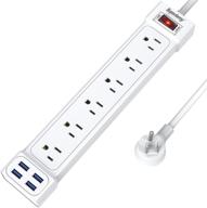 🔌 【4 feet &amp; 6 outlet &amp; 4 usb port】 superdanny surge protector power strip mountable flat plug extension cord, 900 joules, multiple protection for iphone ipad pc home office dorm travel, white - improved seo логотип