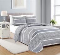 full/queen size reversible paisley striped bedspread set with 2 shams - kadi collection. all season 3-piece quilt set for grey quilt coverlet bed. logo