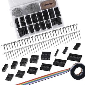 img 4 attached to 🔌 SIQUK 780 Pieces 2.54mm Pitch Housing Connector Pin Male Female Crimp Pins with Rainbow Color Flat Ribbon IDC Cable Assortment Kit - Complete Wire Connector Set