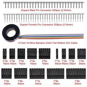 img 2 attached to 🔌 SIQUK 780 Pieces 2.54mm Pitch Housing Connector Pin Male Female Crimp Pins with Rainbow Color Flat Ribbon IDC Cable Assortment Kit - Complete Wire Connector Set