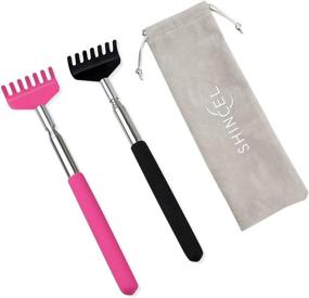 img 4 attached to SHINCEL Portable Retractable Telescoping Claw Back Scratcher - Best Gift Choice for Men, Women, and Kids with Carrying Bag (2Pcs/Pack, Black & Pink)
