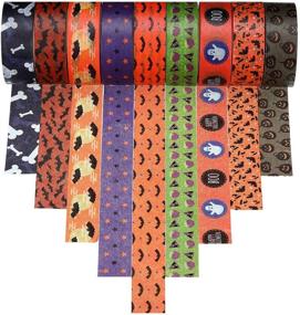 img 4 attached to Spook-tacular DIY: 9 Rolls of Halloween Washi Tape with Star, Bat, Ghost, Pumpkin, Eggplant and Bone Patterns - Perfect for Festive Decorations! (Halloween Style 1)