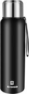 🔒 leakproof stainless steel vacuum thermo bottle 25oz with cup lid - insulated water flask for hot and cold drinks - black (750ml) логотип