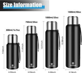 img 3 attached to 🔒 Leakproof Stainless Steel Vacuum Thermo Bottle 25oz with Cup Lid - Insulated Water Flask for Hot and Cold Drinks - Black (750ml)