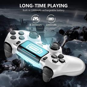 img 2 attached to 🎮 PS4 Wireless Controller, Tiiroy Gamepad Remote Joystick for Playstation 4/Pro/Slim Console with 1000mAh Rechargeable Battery, Dual Vibration and Audio Function - White