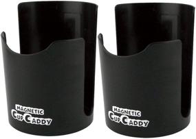 img 4 attached to ☕ Magnetic Cup Holder - Holds Hot or Cold Beverages: Soda Can, Coffee Cup, Tumbler, Water Bottle, and More - Strong Magnets Secure Caddy to Any Magnetic Surface 2pk (Black)