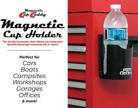 img 3 attached to ☕ Magnetic Cup Holder - Holds Hot or Cold Beverages: Soda Can, Coffee Cup, Tumbler, Water Bottle, and More - Strong Magnets Secure Caddy to Any Magnetic Surface 2pk (Black)