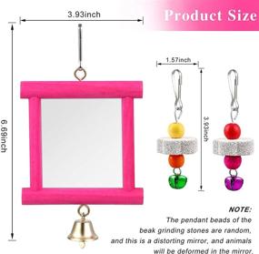 img 3 attached to 🐔 Enhance Avian Fun: 2-Piece Chicken Mirror Swing with Bell, Wooden Pecking Toy, and 4 Beak Grinding Molar Stones for Hens, Birds, Parrots