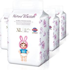 img 4 attached to 🌿 Natural Blossom Ultra-Slim Hypoallergenic Diapers | For Sensitive Skin | Size 4 (26-37 lbs) | 88 Diapers (22ea*4packs)