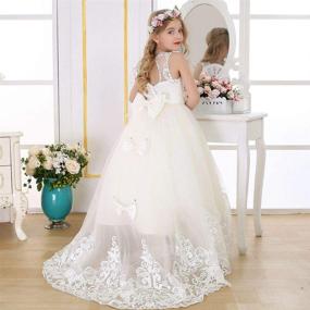 img 3 attached to Graceful Flower Girl Dress: Princess Long Pageant Dresses for Kids, Prom-inspired Puffy Tulle Ball Gown with Bow Dream