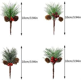 img 2 attached to 🎄 Artificial Christmas Pine Picks: 24 Pcs - Fake Pinecones, Snow Pine Needles, Small Red Berries - Ideal for Christmas Flower Arrangements, Wreaths, Holiday Decorations, Wedding & Garden Decor - 4 Styles