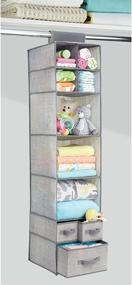 img 2 attached to 📚 mDesign Soft Fabric Hanging Storage Organizer with 7 Shelves, 3 Removable Drawers – Ideal for Child/Kids Room, Nursery – Textured Print – 2 Pack – Gray