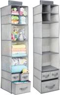 📚 mdesign soft fabric hanging storage organizer with 7 shelves, 3 removable drawers – ideal for child/kids room, nursery – textured print – 2 pack – gray logo