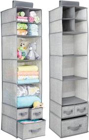 img 4 attached to 📚 mDesign Soft Fabric Hanging Storage Organizer with 7 Shelves, 3 Removable Drawers – Ideal for Child/Kids Room, Nursery – Textured Print – 2 Pack – Gray