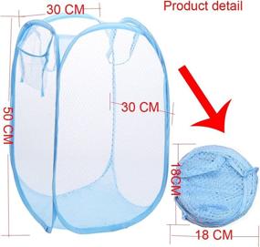 img 3 attached to 🧺 2-Pack Foldable Pop-Up Mesh Laundry Hamper with Side Pocket - Clothes Storage Bag with Carry Handles for Dirty Clothes - RZJZGZ