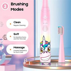 img 2 attached to 🦄 Rechargeable Kids Electric Toothbrush with Timer - Soft Unicorn Tooth Brush, Sonic Technology for Boys and Girls (Age 3+), Waterproof for Shower - 3 Modes, Pink Color