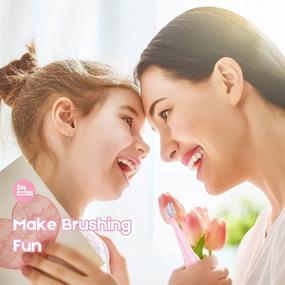 img 1 attached to 🦄 Перезаряжаемая детская электрическая зубная щетка с таймером - мягкая щетина единорога, соническая технология для мальчиков и девочек (3+ лет), водонепроницаемая для душа - 3 режима, розовый цвет.