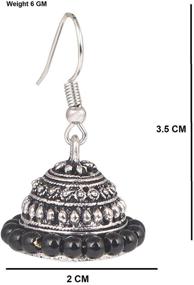 img 3 attached to 👯 Sansar India Silver Plated Oxidised Metal Beaded Jhumkas - Classic Indian Earrings for Women & Girls, Black Jewelry