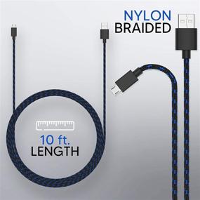 img 3 attached to 🎮 PS4 Controller Charger Cable 10ft (2-Pack) - Durable Braided Micro USB Cord for Sony PlayStation 4 - Black