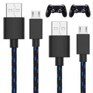 🎮 ps4 controller charger cable 10ft (2-pack) - durable braided micro usb cord for sony playstation 4 - black logo