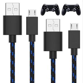 img 4 attached to 🎮 PS4 Controller Charger Cable 10ft (2-Pack) - Durable Braided Micro USB Cord for Sony PlayStation 4 - Black