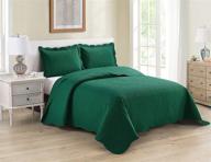 🛏️ enhance your bedroom with our home collection 3pc king/cal king over size luxury embossed bedspread set in light weight solid hunter green - brand new! logo