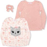 👚 2-pack blouse and long sleeve tees set for young girls with bow scrunchie logo