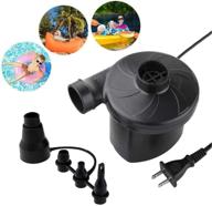 🔌 electric air pump for inflatable couch, bed, pool floats & more - portable quick-fill inflator/deflator with 4 nozzles, ac 110-120v (black) logo