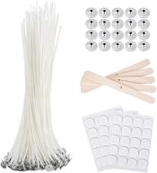 🕯️ 80-pack bulk pre-waxed 8" cotton candle wicks with 60 wick stickers, 5 candle wick centering devices, and 20 metal tabs for candle making: improved seo-friendly product name logo