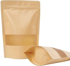 img 4 attached to 🛍️ 120pcs Moretoes Kraft Stand Up Pouches 5.9×8.6 Inches: Ziplock Bags with Matte Window, Reusable & Heat-Sealable