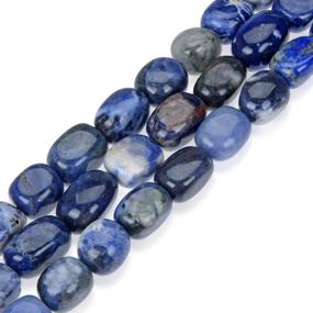 img 4 attached to 🪶 Natural Sodalite Gemstone Round Tumbled Nugget Stone Beads - 10-13mm Loose Beads (~ 45 Inches Total Length) for Jewelry Crafting and Making - GZ4-5