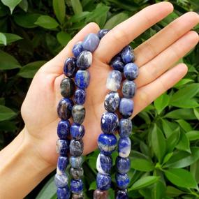 img 1 attached to 🪶 Natural Sodalite Gemstone Round Tumbled Nugget Stone Beads - 10-13mm Loose Beads (~ 45 Inches Total Length) for Jewelry Crafting and Making - GZ4-5