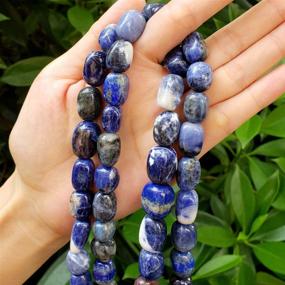 img 2 attached to 🪶 Natural Sodalite Gemstone Round Tumbled Nugget Stone Beads - 10-13mm Loose Beads (~ 45 Inches Total Length) for Jewelry Crafting and Making - GZ4-5