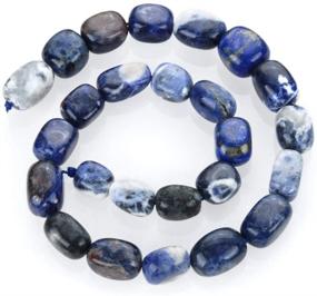 img 3 attached to 🪶 Natural Sodalite Gemstone Round Tumbled Nugget Stone Beads - 10-13mm Loose Beads (~ 45 Inches Total Length) for Jewelry Crafting and Making - GZ4-5