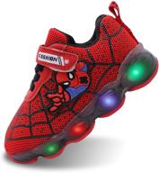 👟 szsppinnshp kids spiderman led light up shoes: trendy, breathable sneakers for baby boys and girls with flashing lights logo