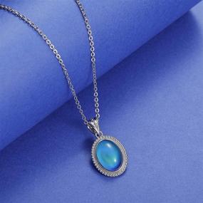 img 1 attached to 🌈 Magic Color Change Mood Stone Necklace in Antique Sterling Silver Finish