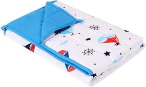 img 4 attached to Premium Cooling Weighted Blanket for Kids - Blue Sailboat Design, 5 lbs, 36"x 48", 100% Natural Cotton, Ideal for Children 40-60 lbs