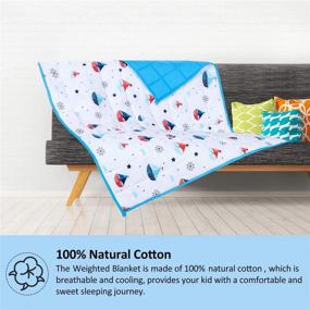 img 2 attached to Premium Cooling Weighted Blanket for Kids - Blue Sailboat Design, 5 lbs, 36"x 48", 100% Natural Cotton, Ideal for Children 40-60 lbs